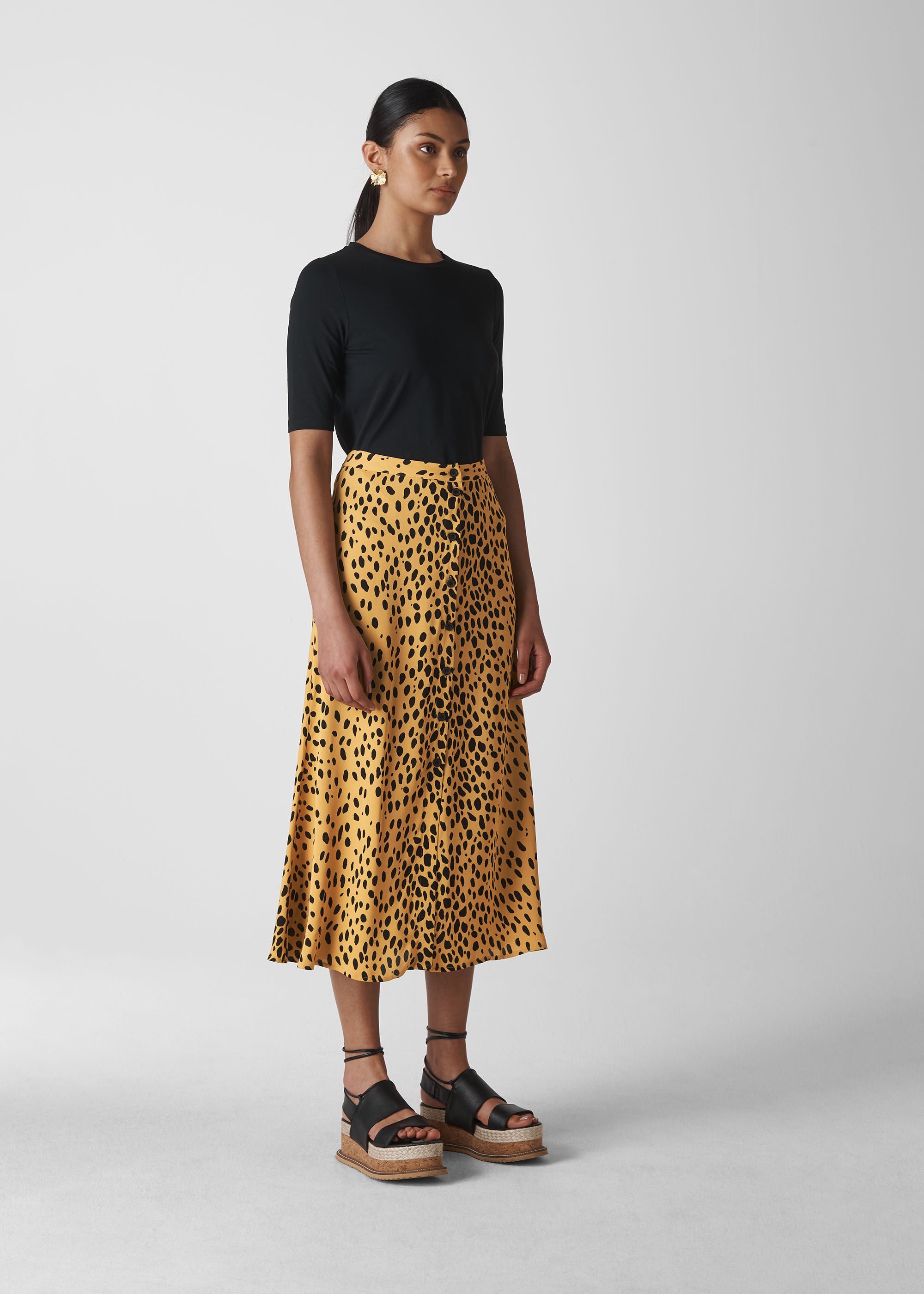 Cream/Multi Animal Print Midi Skirt ...